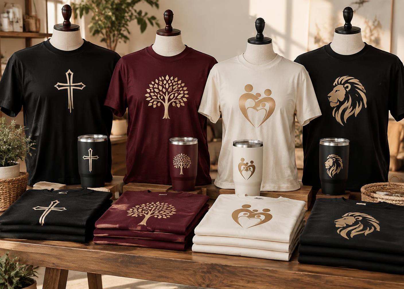 Coordinated custom group shirts and tumblers